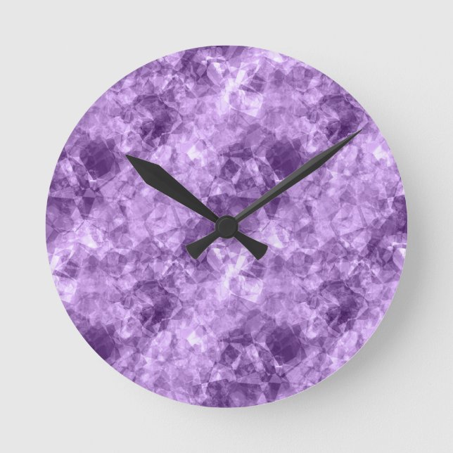 Dark Purple Crumpled Texture Round Clock (Front)