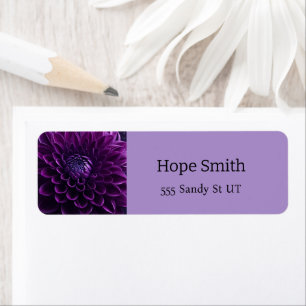 Dark Purple Dahlia Flower Return Address Label