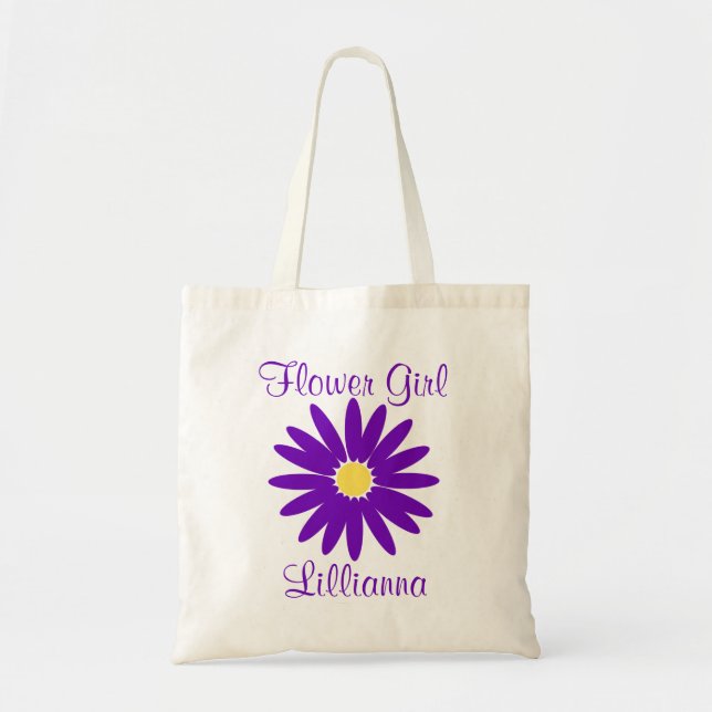 Dark Purple Daisy with Customisable Text Tote Bag (Front)