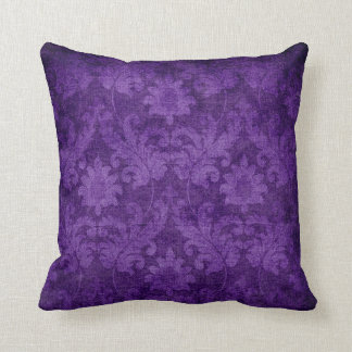 Dark Purple Damask Floral Decorative Pattern Cushion