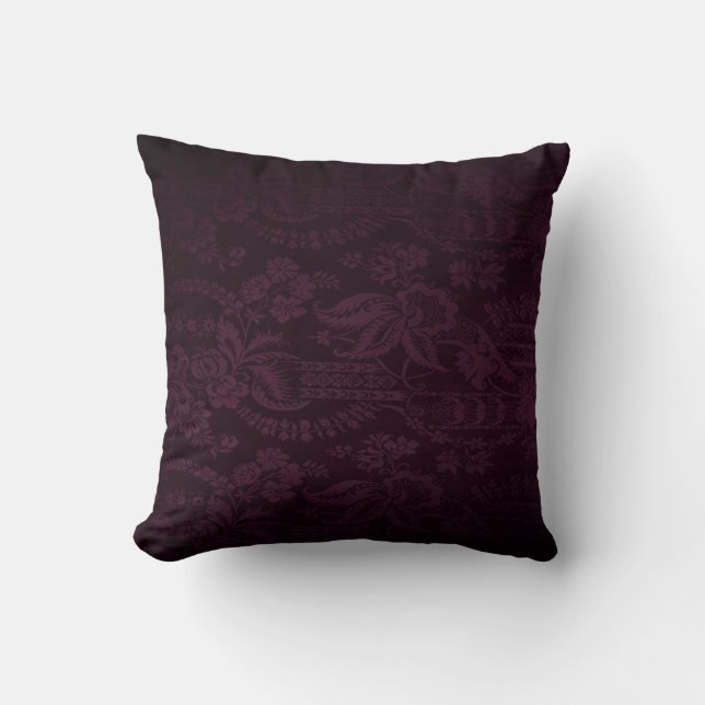 Dark Purple Damask Look Cushion (Front)