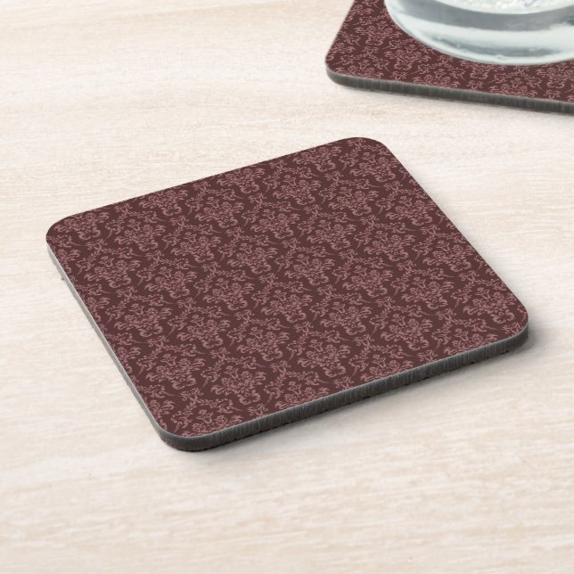 Dark Purple Damask Pattern Coaster (Left Side)
