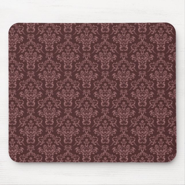 Dark Purple Damask Pattern Mouse Pad (Front)