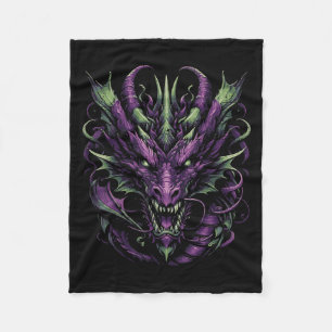 Dark Purple Dragon Head Demon Fantasy Gothic Men W Fleece Blanket