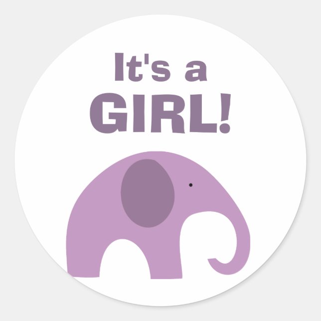Dark Purple Elephant Baby Shower Seal (Front)