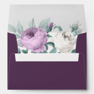 Dark Purple Envelope with Peonies
