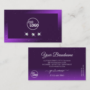Dark Purple Eye Catching Sparkle Diamonds Add Logo Business Card