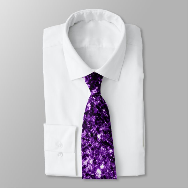 Dark Purple fake shiny glitter sparkles Tie (Tied)