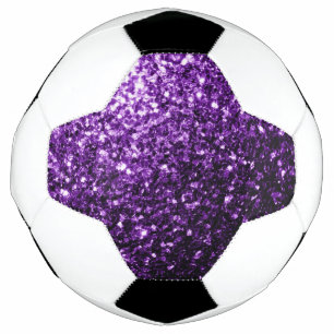 Dark purple faux glitter sparkles bling soccer ball