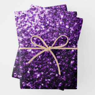 Dark purple faux glitter sparkles bling wrapping paper sheet