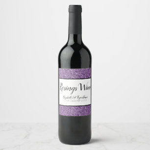 Dark Purple Faux Glitter Wine Label