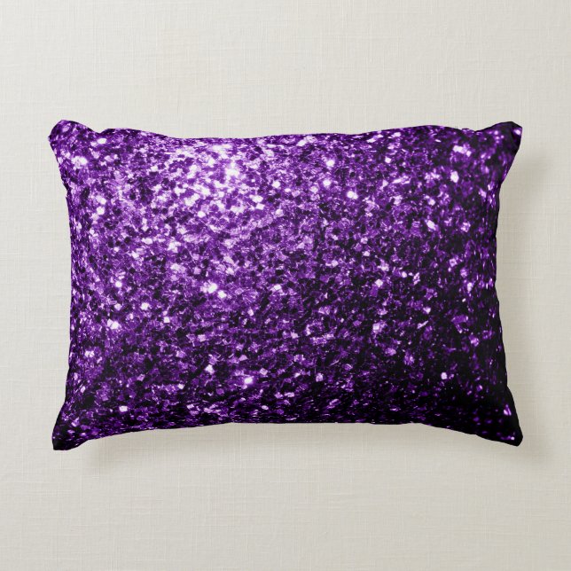 Dark Purple faux shiny glitter sparkles Decorative Cushion (Front)