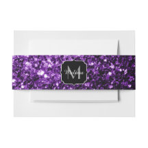 Dark Purple faux shiny glitter sparkles Monogram