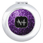 Dark Purple faux shiny glitter sparkles Monogram