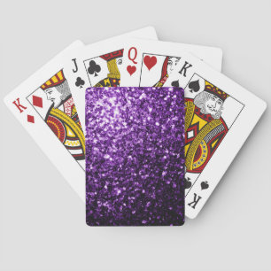 Dark Purple faux shiny glitter sparkles Playing Cards