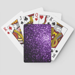 Dark Purple faux shiny glitter sparkles Playing Cards