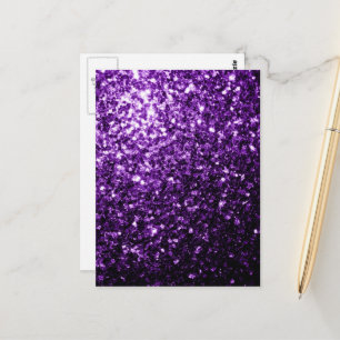 Dark Purple faux shiny glitter sparkles Postcard