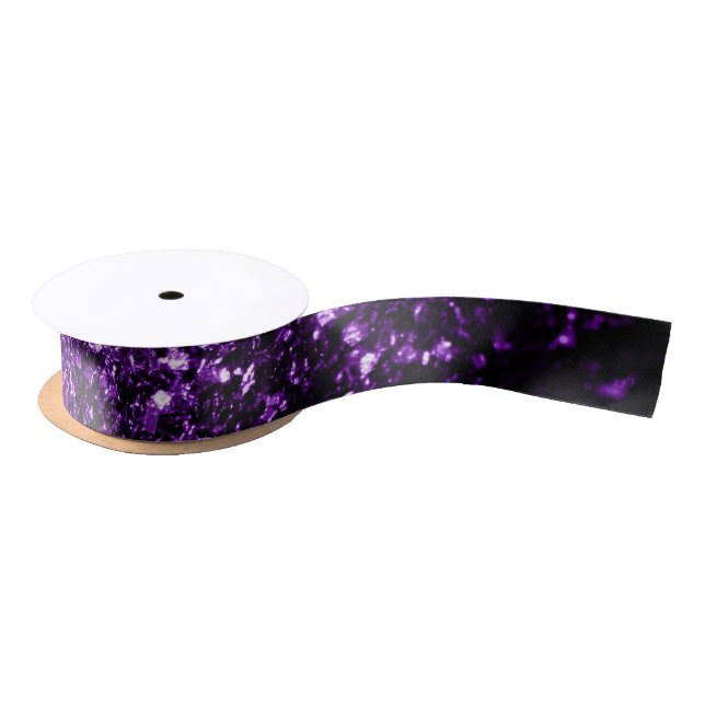 Dark Purple faux shiny glitter sparkles Satin Ribbon (Spool)