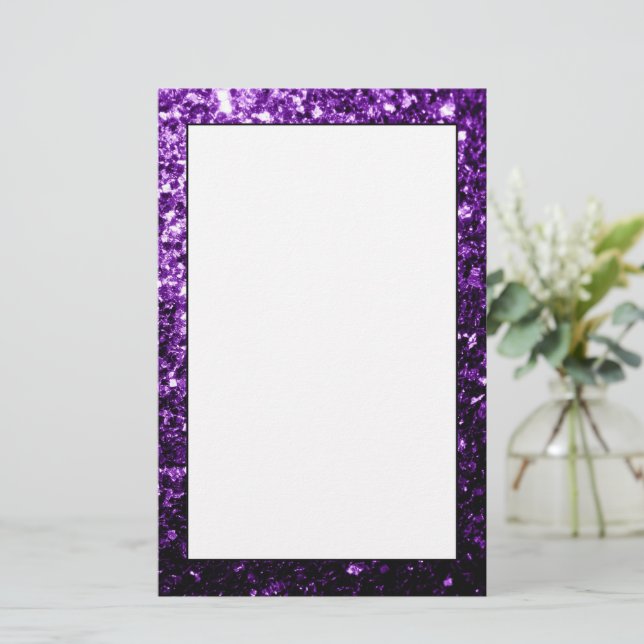 Dark Purple faux shiny glitter sparkles Stationery (Standing Front)