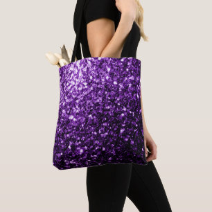 Dark Purple faux shiny glitter sparkles Tote Bag