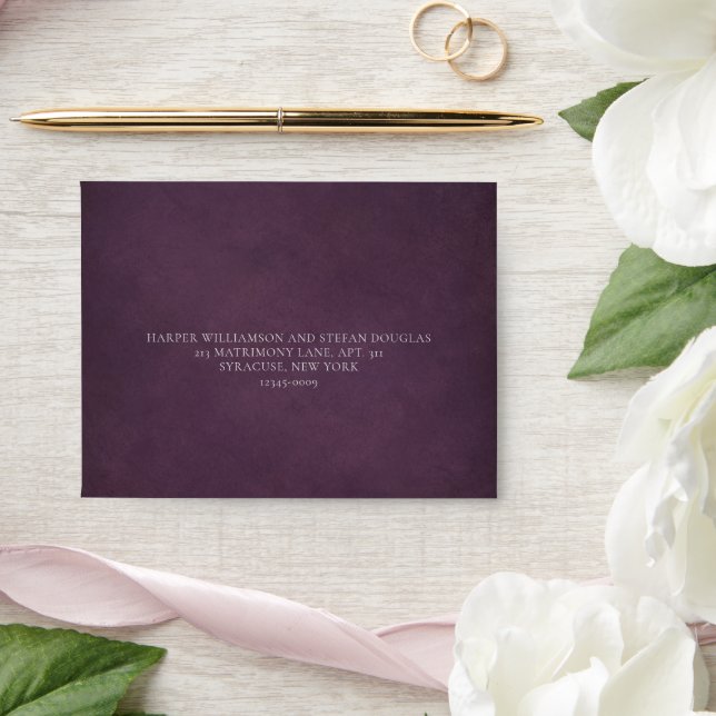 Dark Purple Fine Art Floral Elegant RSVP Wedding Envelope (Wedding)