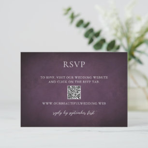 Dark Purple Fine Art Floral Elegant Wedding RSVP Card