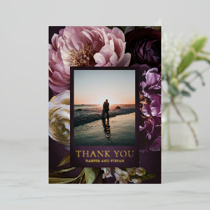 Dark Purple Fine Art Floral Wedding Thank You