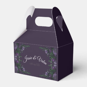 Dark Purple Floral Elegant Wedding Gothic Favour Box