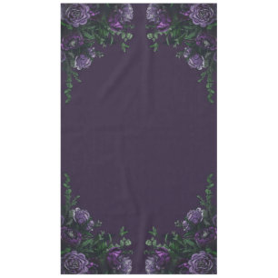 Dark Purple Floral Elegant Wedding Gothic Tablecloth