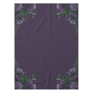Dark Purple Floral Elegant Wedding Gothic Tablecloth