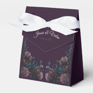 Dark Purple Floral Elegant Wedding Maroon Mauve Favour Box