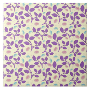 Dark Purple Floral Pattern   Aesthetic Seamless  Ceramic Tile