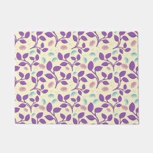 Dark Purple Floral Pattern   Aesthetic Seamless  Doormat