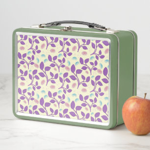 Dark Purple Floral Pattern   Aesthetic Seamless  Metal Lunch Box