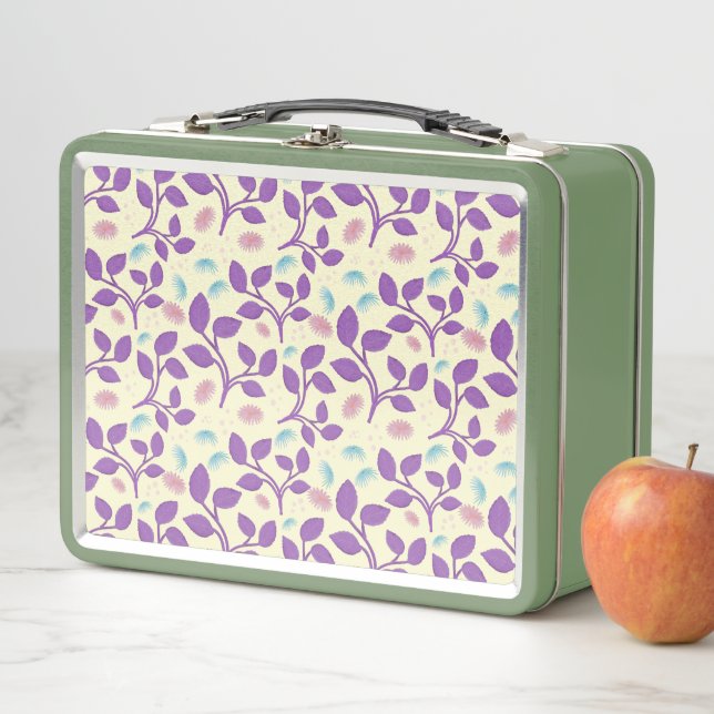 Dark Purple Floral Pattern | Aesthetic Seamless  Metal Lunch Box (In Situ)