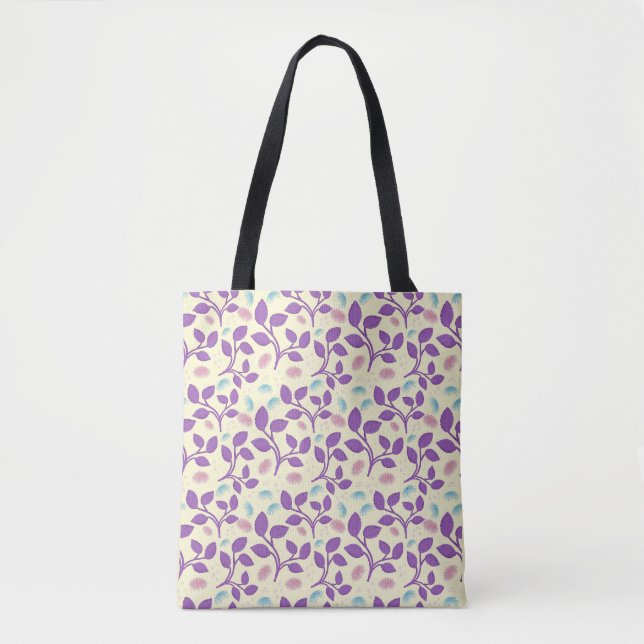 Dark Purple Floral Pattern | Aesthetic Seamless  Tote Bag (Front)