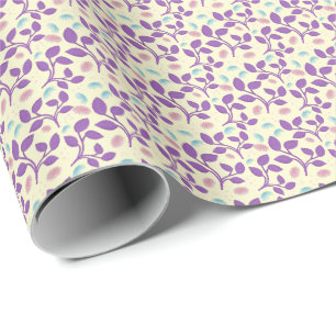 Dark Purple Floral Pattern   Aesthetic Seamless  Wrapping Paper