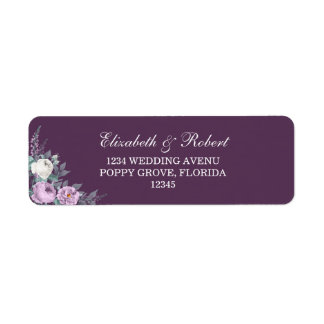 Dark Purple Floral Return Address Label