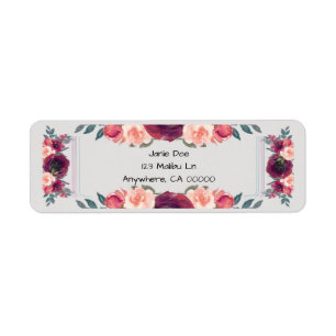 Dark Purple Floral Return Address Labels