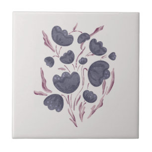 Dark Purple Flower Aesthetic Ceramic Tile