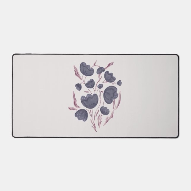 Dark Purple Flower Aesthetic Desk Mat (Front)