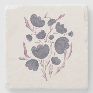 Dark Purple Flower Aesthetic Stone Coaster