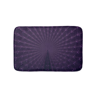 Dark Purple Fractal Peacock Feather Pattern Bath Mat