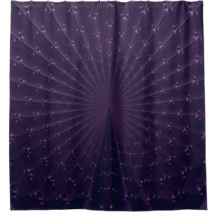 Dark Purple Fractal Peacock Feather Pattern Shower Curtain
