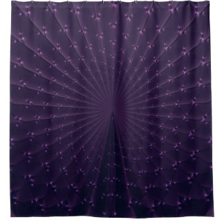 Dark Purple Fractal Peacock Feather Pattern Shower Curtain
