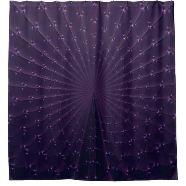 Dark Purple Fractal Peacock Feather Pattern Shower Curtain (Front)