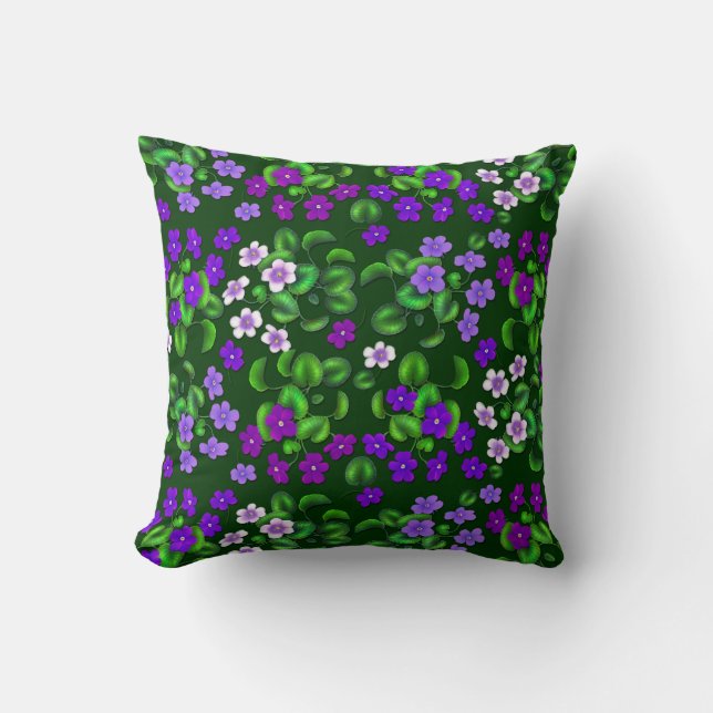Dark Purple Garden Violet Flowers Pillow (Front)