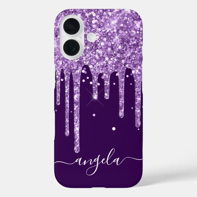 Dark Purple Glitter Drips Glam Signature Case-Mate iPhone Case (Back)