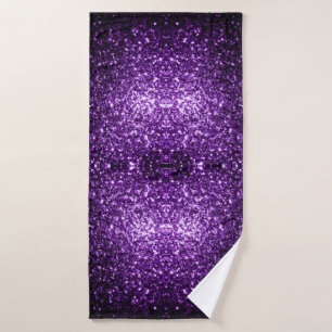 Dark Purple glitter sparkles  Bath Towel