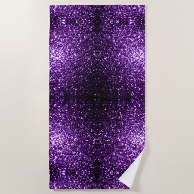 Dark Purple glitter sparkles  Beach Towel (Front)